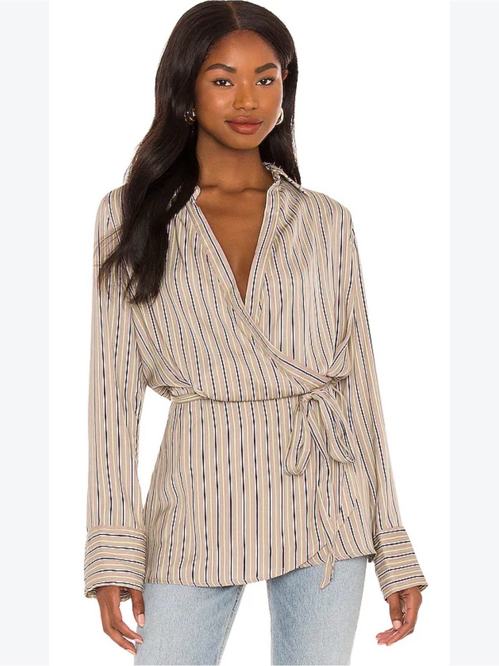 Free People | Arlo Wrap Top Striped Size XS